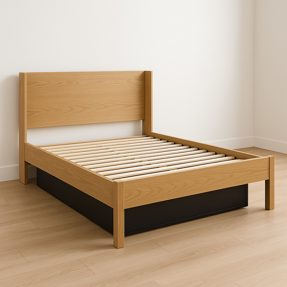 Cadre de lit en bois avec sommier à lattes 160x200 cm Chêne