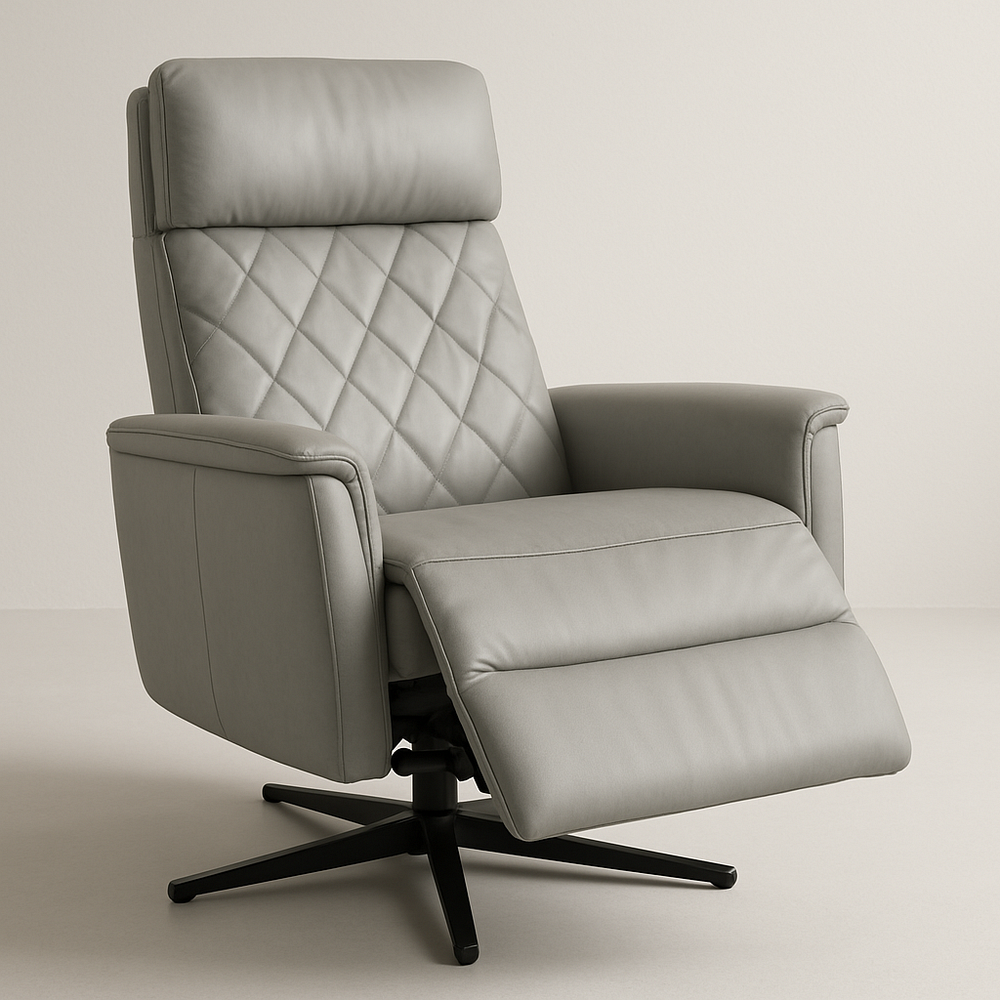 Fauteuil inclinable pivotant en cuir gris
