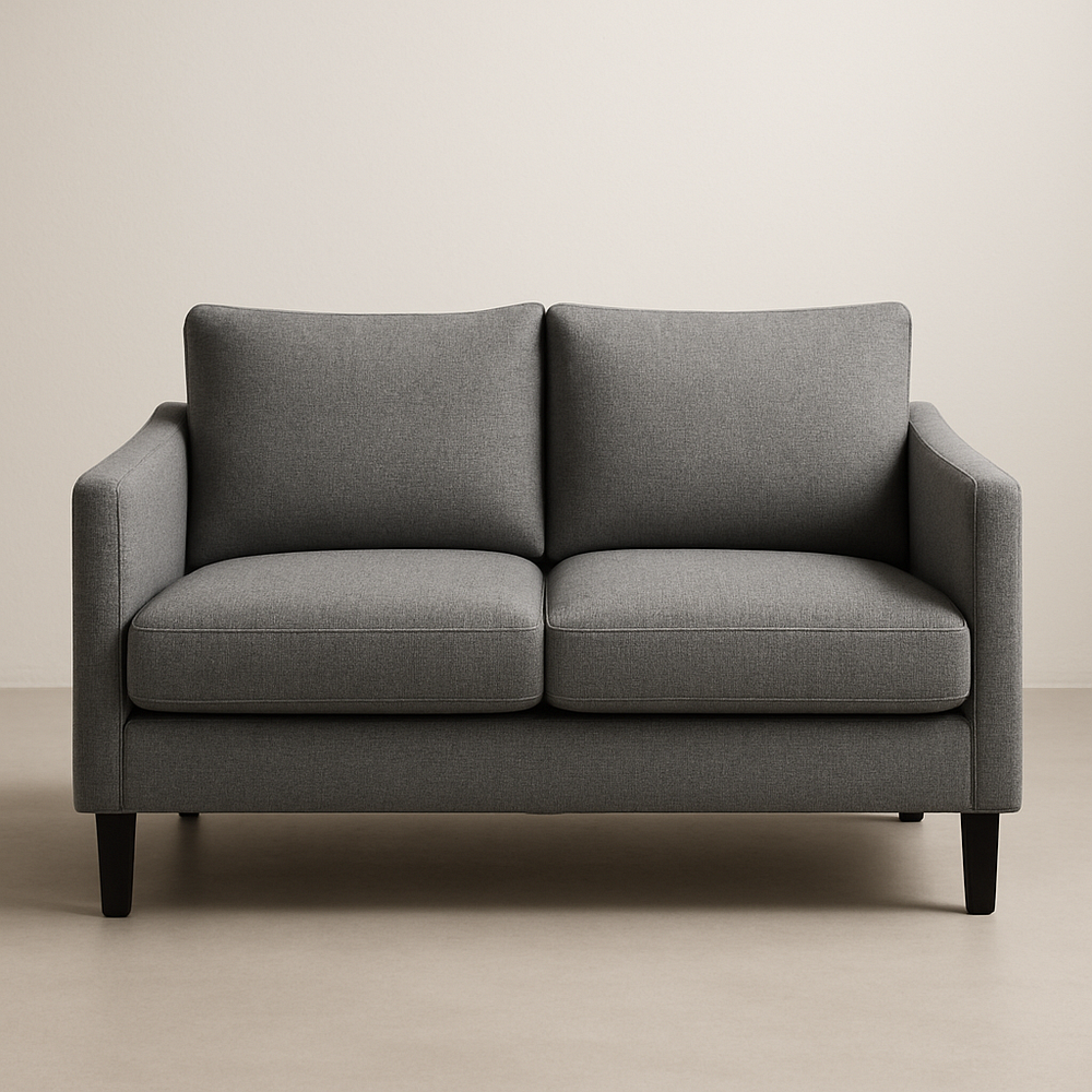 Canapé 2 places Tissu Gris Rectangulaire