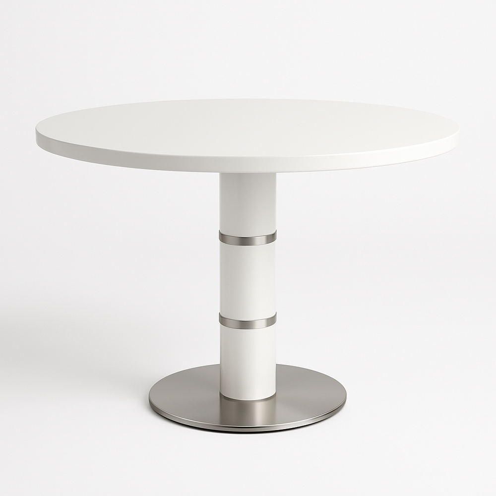 Table ronde blanche métal 80cm intérieur