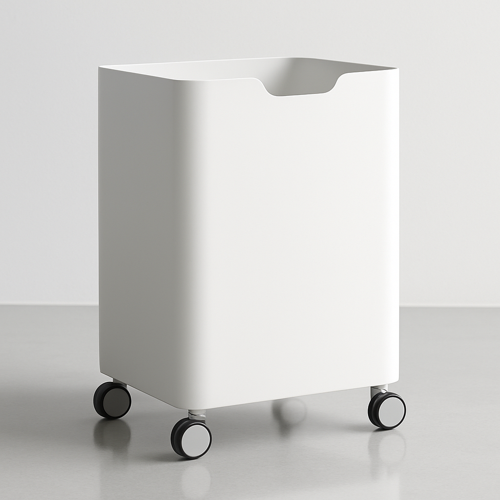 Chariot de rangement en métal avec roulettes Blanc