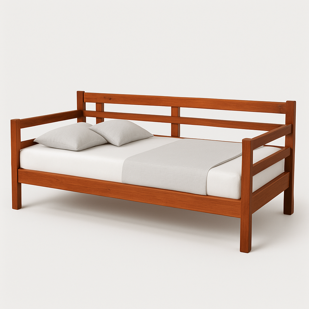 Lit banquette en bois de pin 90x200 cm structure simple marron