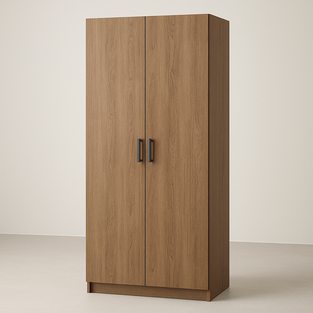 Armoire deux portes 180x80x50cm Chêne Bois Rectangulaire
