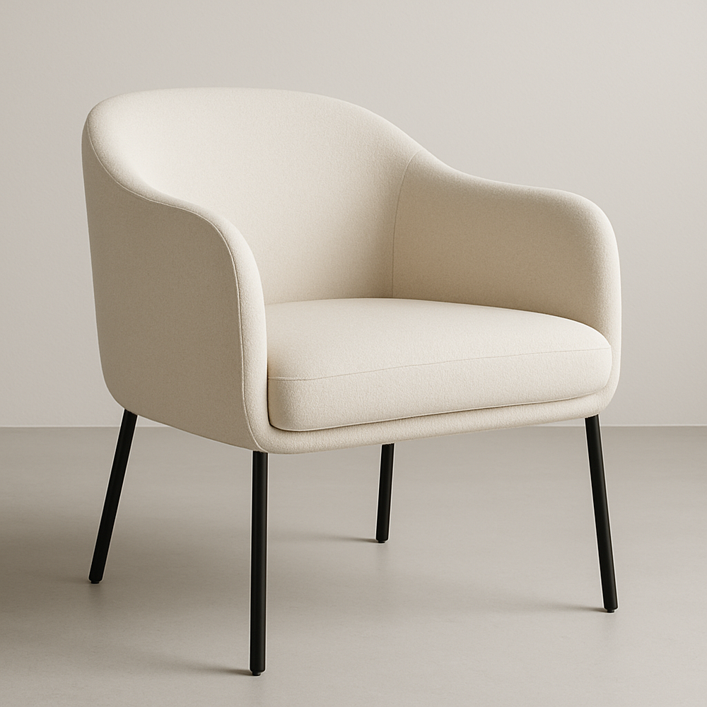 Fauteuil tissu polyester métal 80x70x75cm beige contemporain