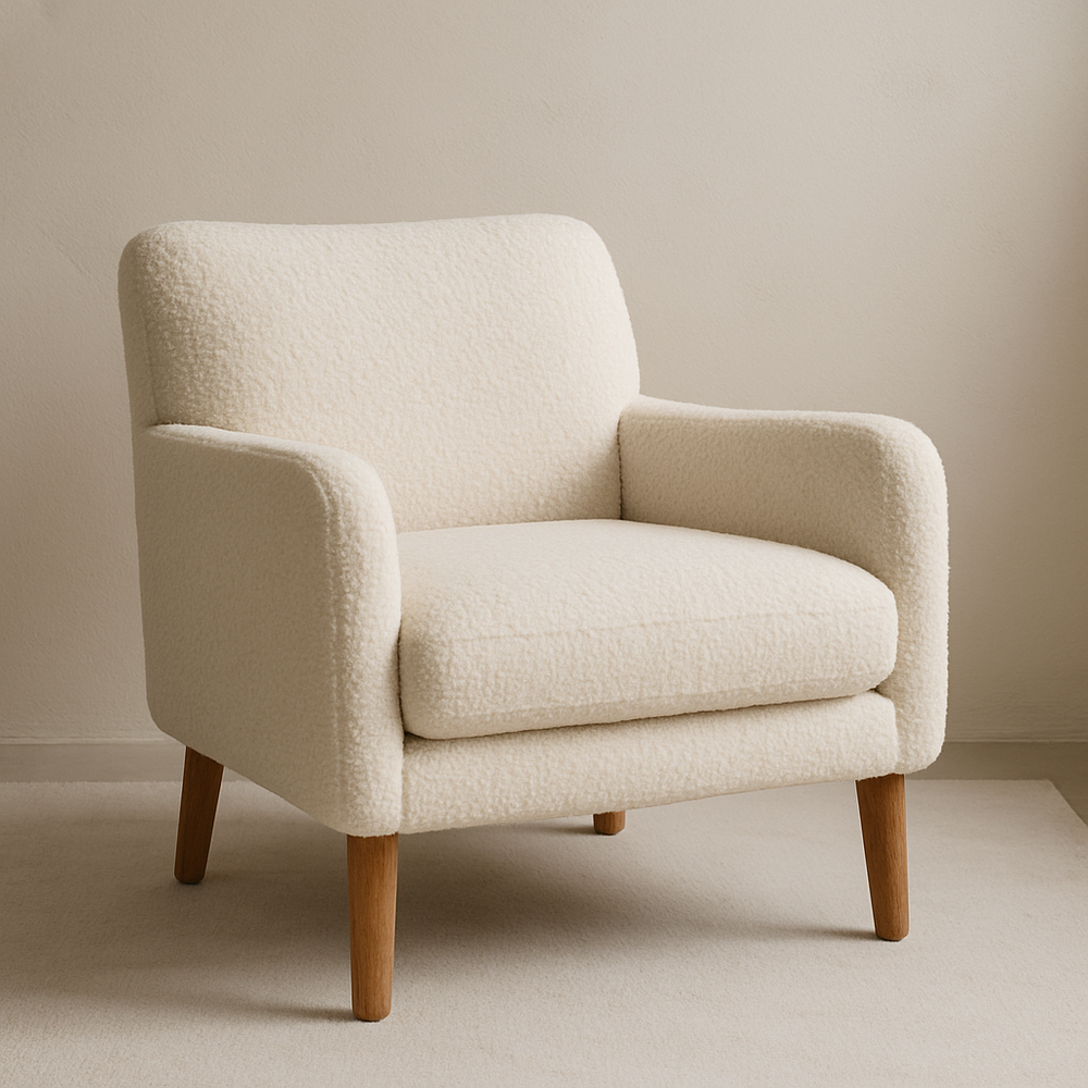 Fauteuil en tissu bouclé bois