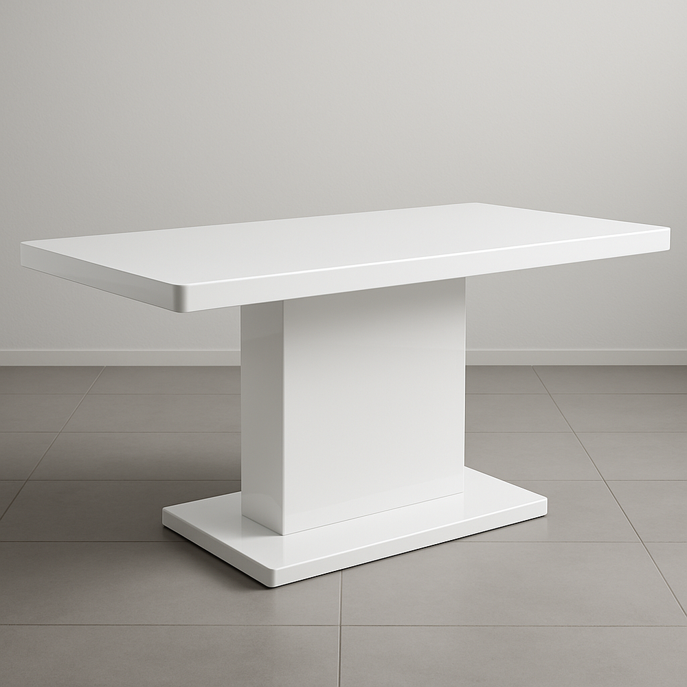 Table rectangulaire en MDF blanc laqué 160x90x75 cm