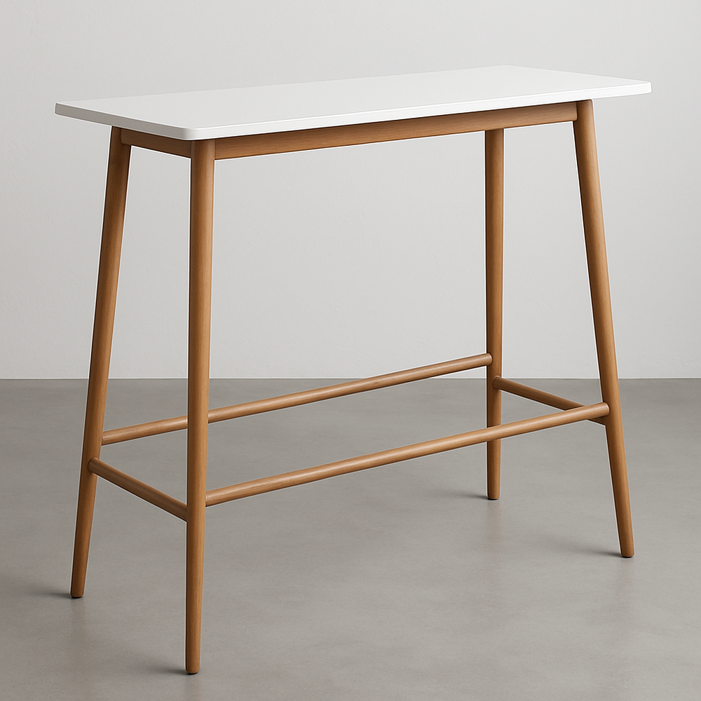 Table console blanche en bois rectangulaire