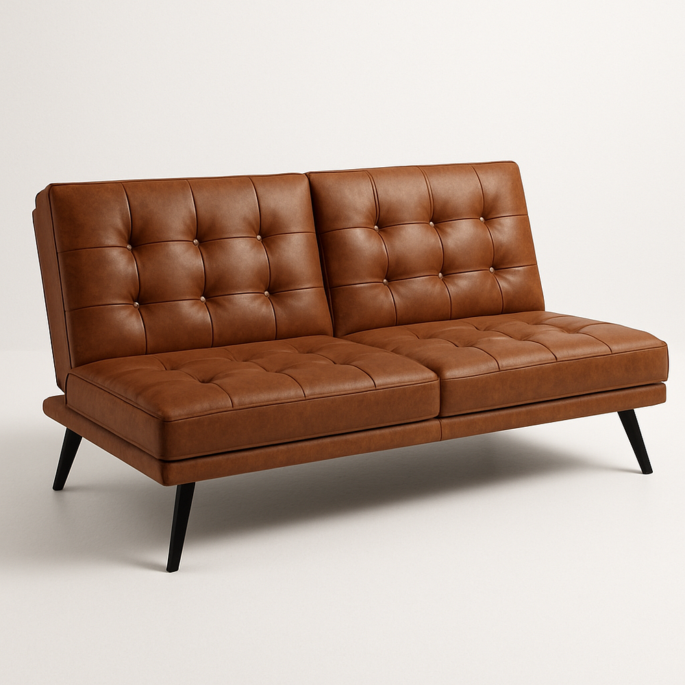 Canapé 3 Places Brun Cognac Cuir Synthétique 195cm