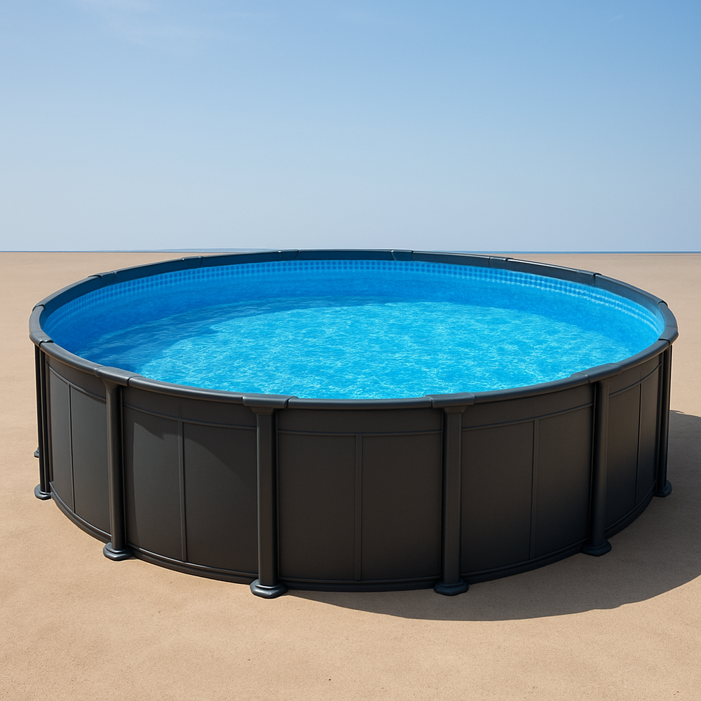 Piscine hors-sol ronde acier 3,66mx 1,2m gris