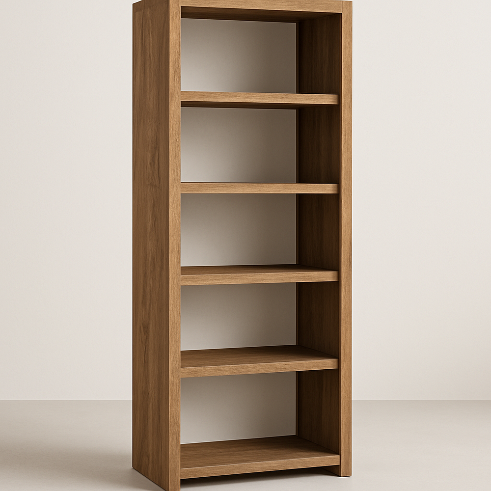 Bibliothèque en bois 5 étagères chêne 180x80x30 cm