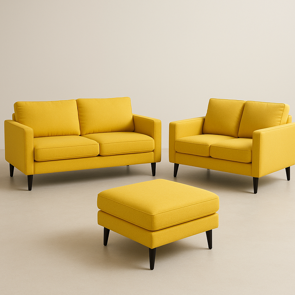 Canapé Ensemble 3 pièces Jaune Tissu