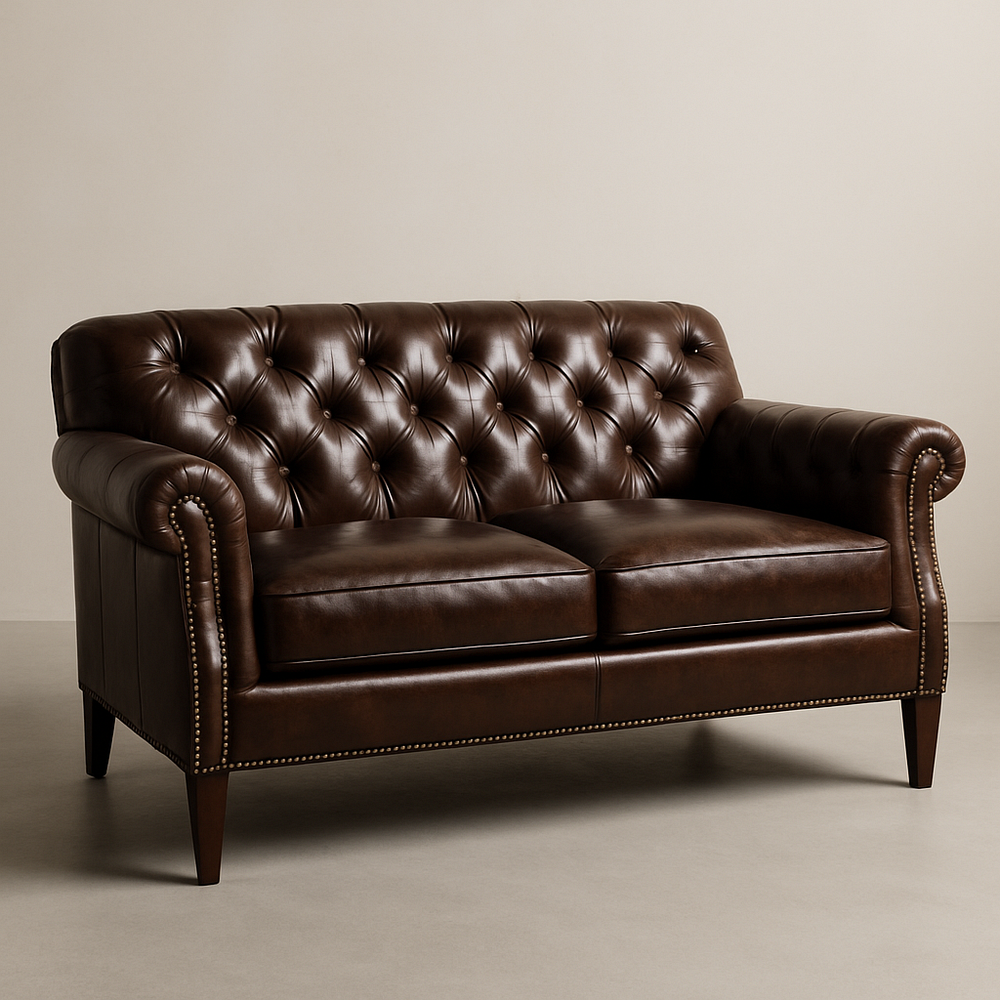 Canapé 2 places cuir 150x90x85 cm classique marron