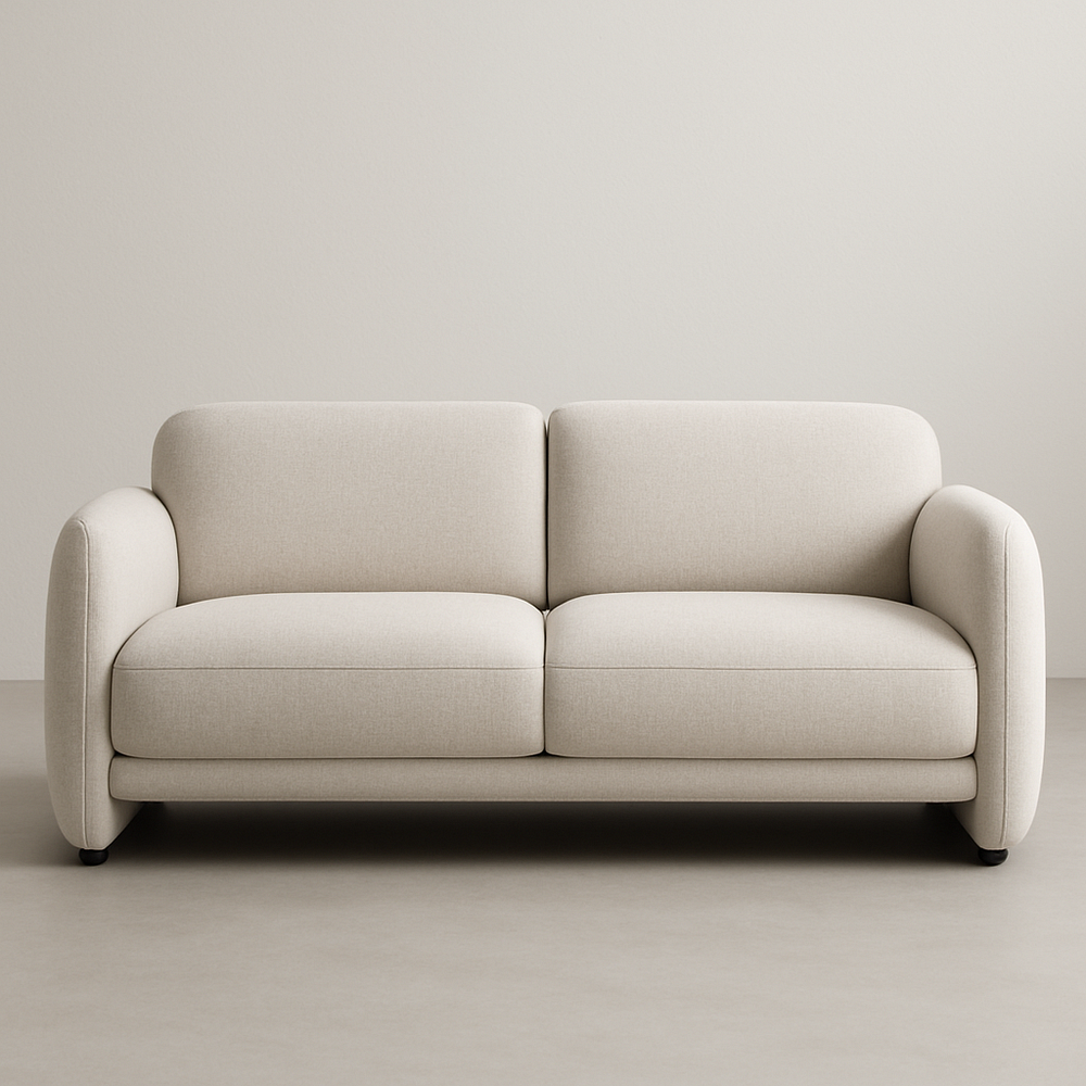 Canapé 2 places tissu beige arrondi 210cm