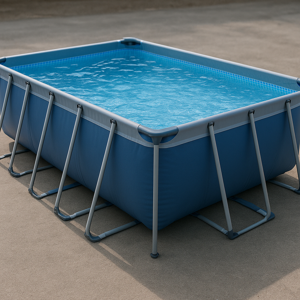 Piscine tubulaire acier PVC rectangulaire 4x2,1x1m structure robuste Bleu