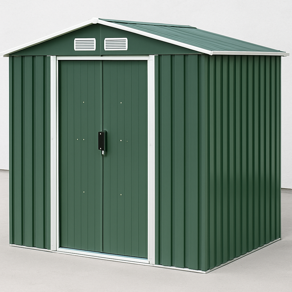 Abri de jardin métallique vert 2.6m² acier 202x132x186cm