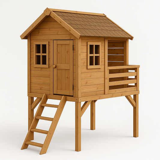 Cabane en bois pour enfants avec terrasse et échelle Marron Clair Bois Rectangulaire