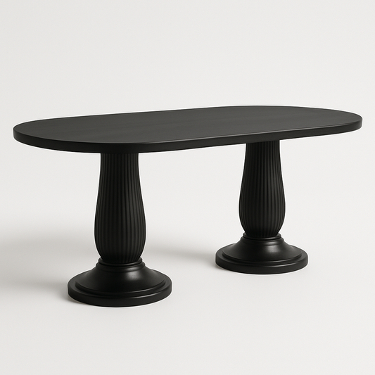 Table ovale en bois MDF noir double pied 200x100cm