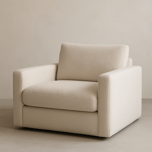 Fauteuil 110x90x85 cm Beige Carré Tissu Bouclé