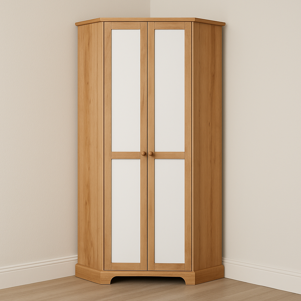 Armoire en bois clair et panneaux blancs 120x200 cm