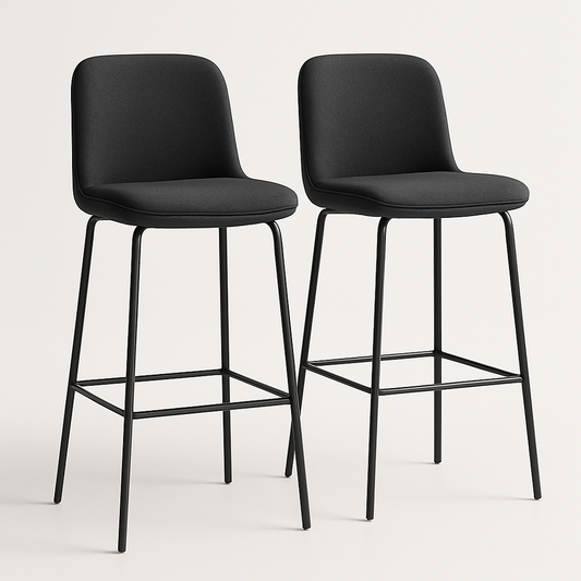 Tabourets de Bar H75 cm Noir Tissu Métal 2 Pièces
