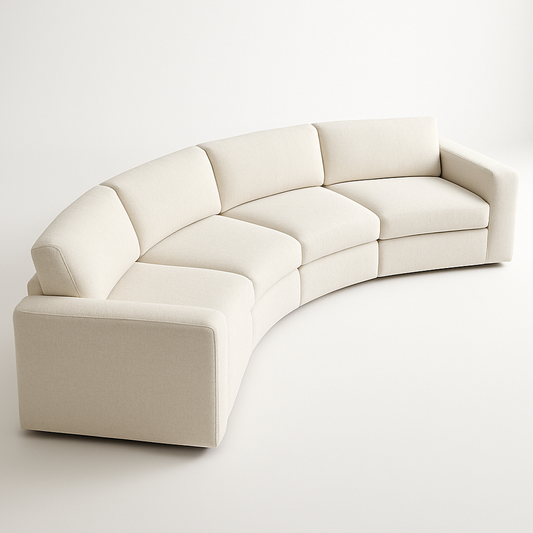 Canapé courbé grand tissu blanc ivoire