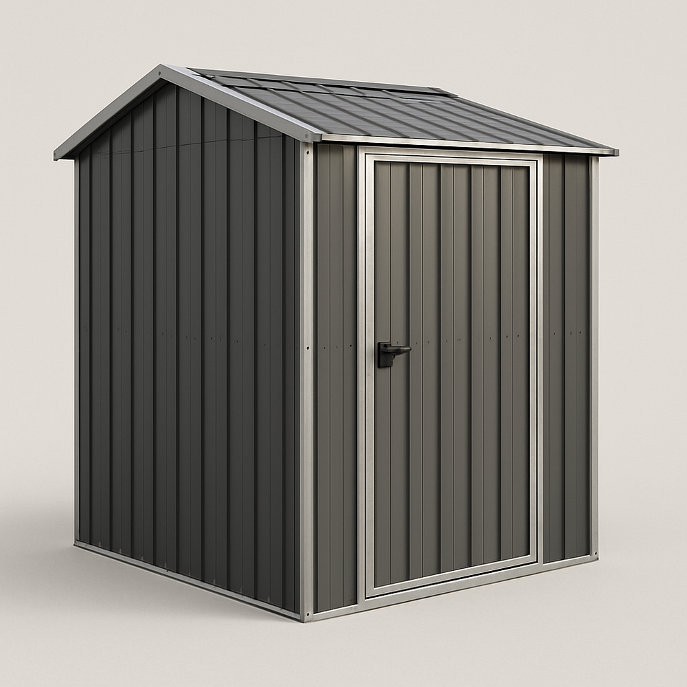 Abri de Jardin Métallique 2x1.4 m Gris Foncé Cabane Extérieure en Acier