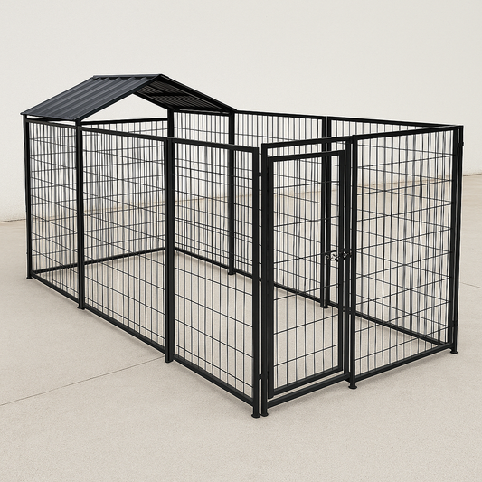 Enclos pour animaux 2x2x1.5m Noir Métal Rectangulaire