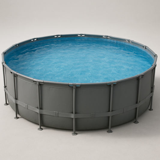 Piscine tubulaire ronde acier PVC 3,05x0,76m bleu/gris