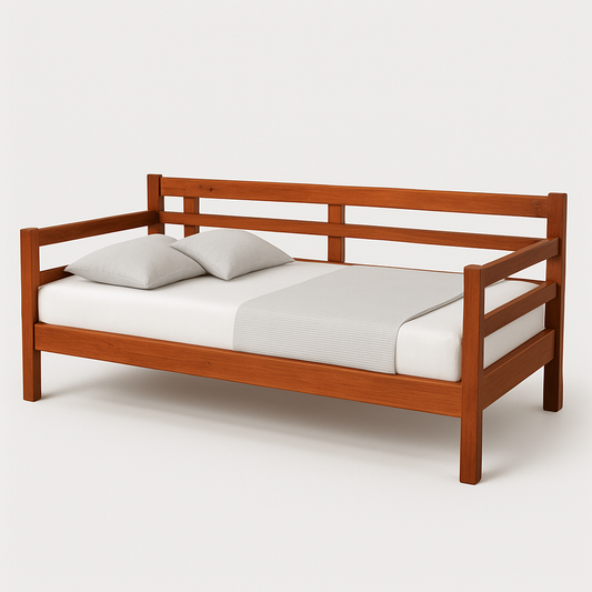 Lit banquette en bois de pin 90x200 cm structure simple marron