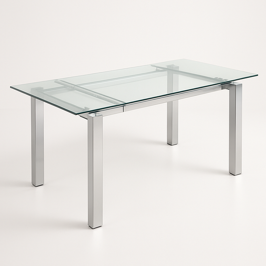 Table Rectangulaire Verre Trempé Métal Transparent 150x90cm