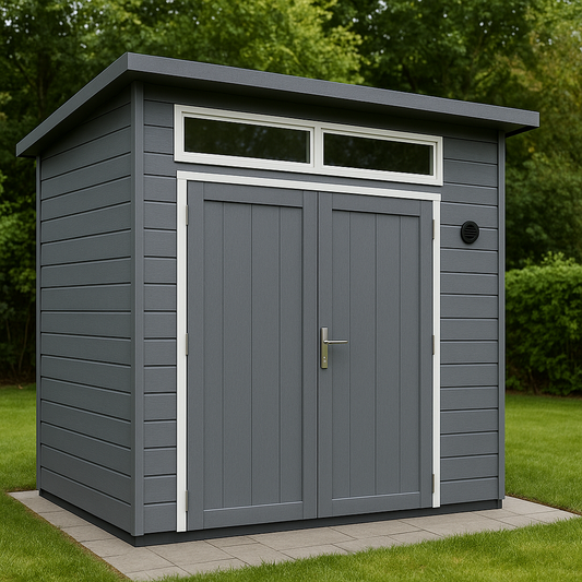 Abri de jardin 2 x 2 m Gris Anthracite en Bois Composite Carré