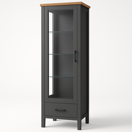 Vitrine en Bois/Verre 180x80x40 cm Noir/Bois Contemporaine