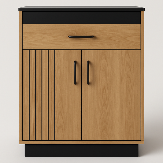 Armoire de rangement bois MDF avec tiroir et portes 80x40x110 cm chêne/noir