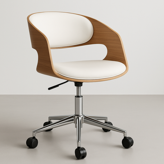 Chaise de bureau pivotante en bois et tissu réglable moderne