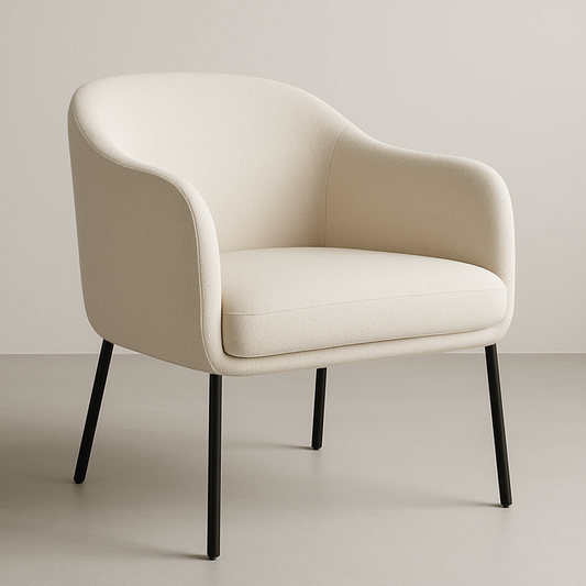 Fauteuil tissu polyester métal 80x70x75cm beige contemporain