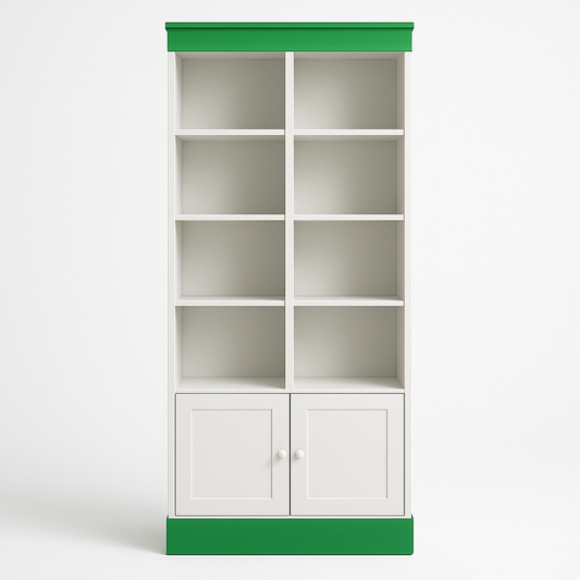 Bibliothèque en bois MDF blanc/vert 180x80x30cm