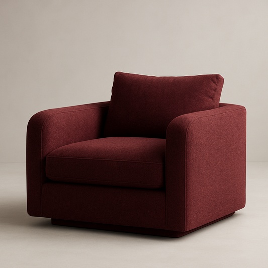 Fauteuil tissu polyester rouge canapé 100x90x85cm