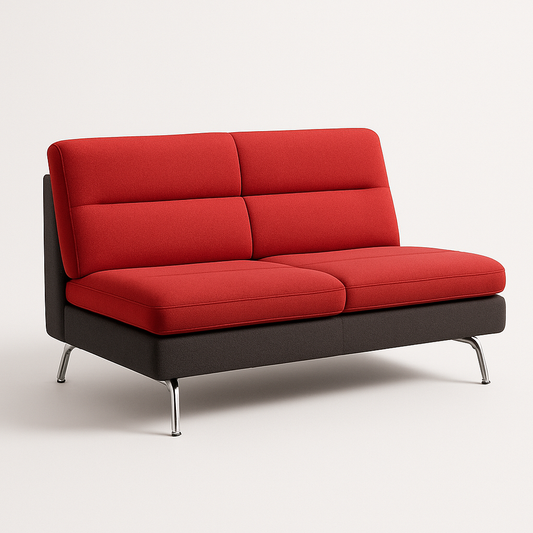 Canapé 2 places tissu rouge/noir structure métal