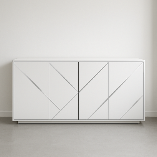 Buffet Moderne 4 Portes Blanc Bois MDF 180cm