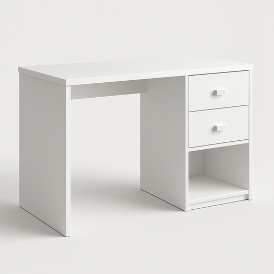 Bureau moderne avec deux tiroirs Blanc Rectangulaire Bois MDF 120x60x75cm