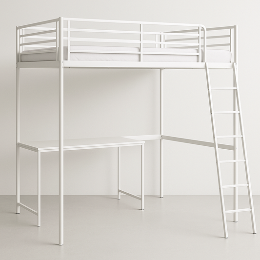 Lit mezzanine avec bureau intégré 200x90cm Métal Blanc