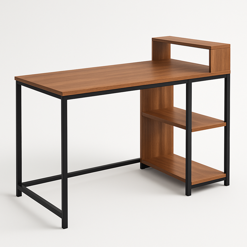Bureau en bois et métal avec étagères 120x60x75cm
