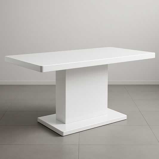 Table rectangulaire blanc brillant MDF 150x75cm meuble intérieur