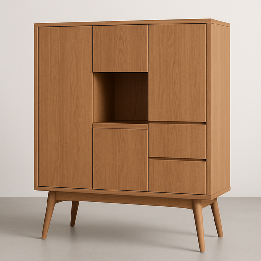 Buffet en bois MDF moderne chêne clair 4 portes 2 tiroirs