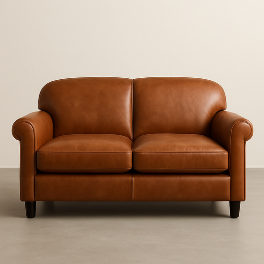 Canapé 2 places cuir marron classique