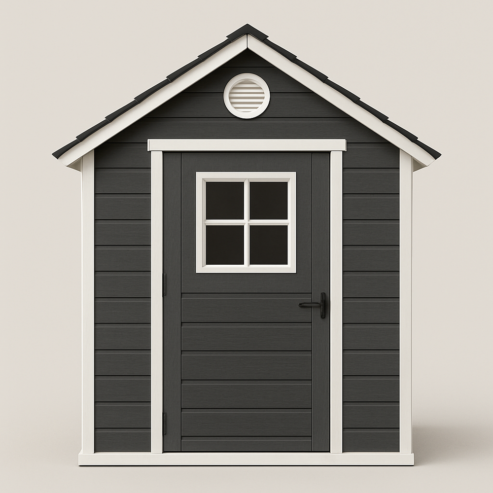 Abri de jardin en bois composite rectangulaire 180x200cm Gris/Blanc