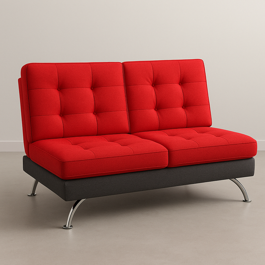 Canapé 2 places en tissu polyester rouge/noir