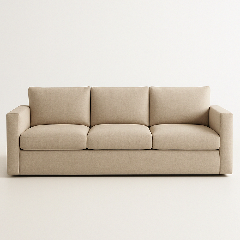 Canapé 3 places en tissu beige rectangulaire