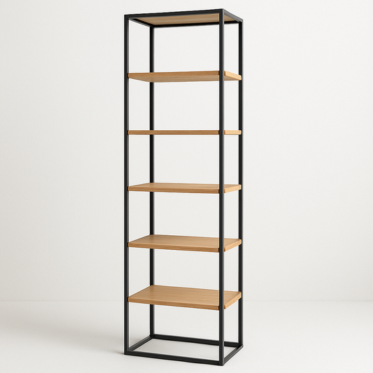 Etagère 5 niveaux 180x60x35 cm Bois Métal Noir/Naturel