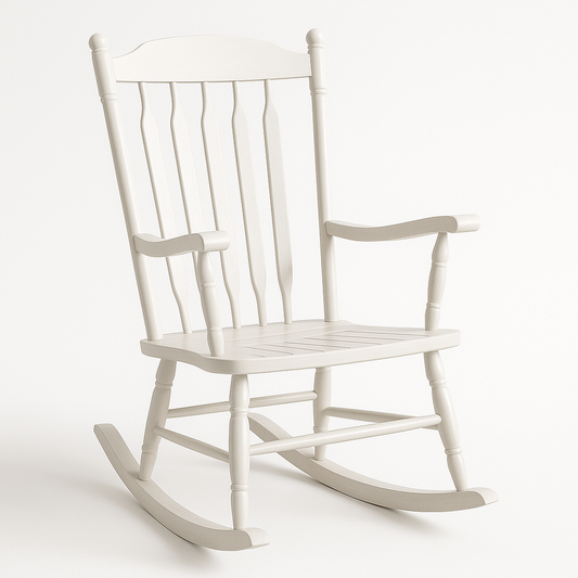 Fauteuil à bascule en bois blanc classique